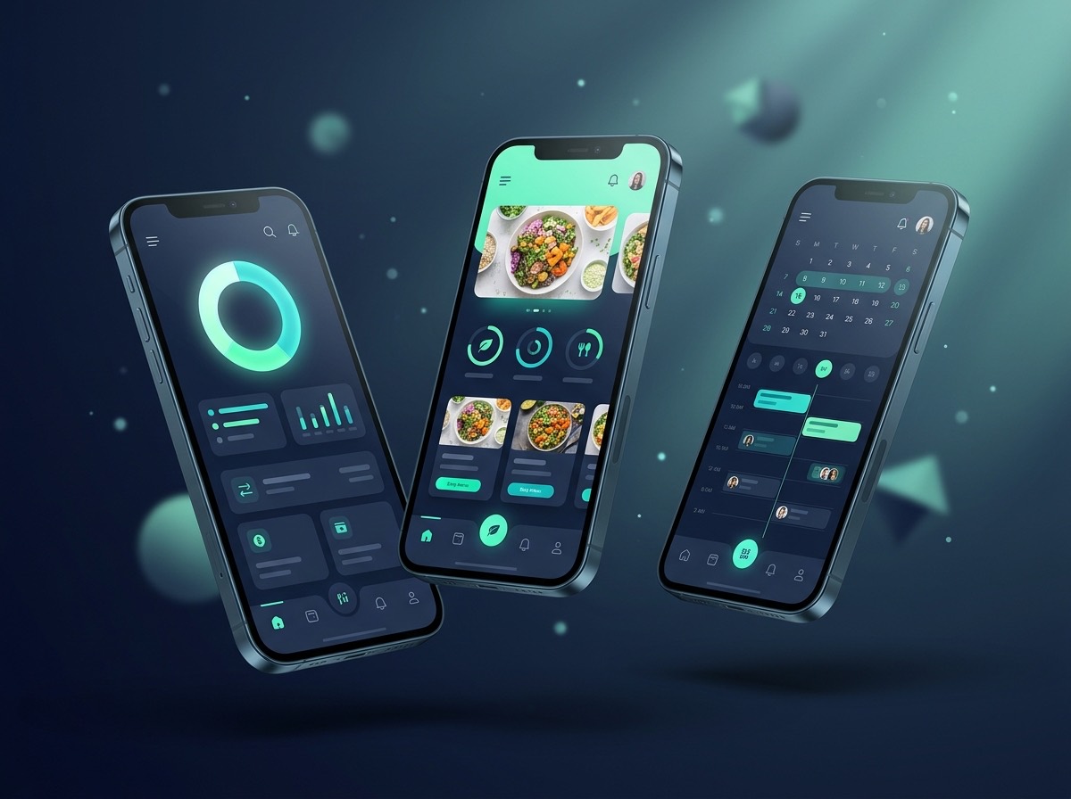 Phones showing apps